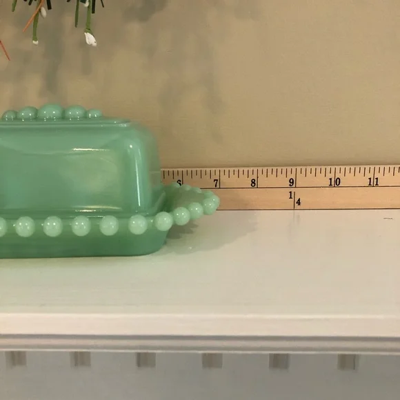 Relisted - Gorgeous Green Butter Dish With Lid 7” - Picture 3 of 10